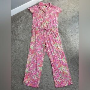 Lauren Ralph Lauren Black Label Monogrammed S Pink Floral Paisley Pajama Cotton